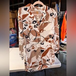 Rachel Zoe Mother of Pearl Button Abstract Blouse